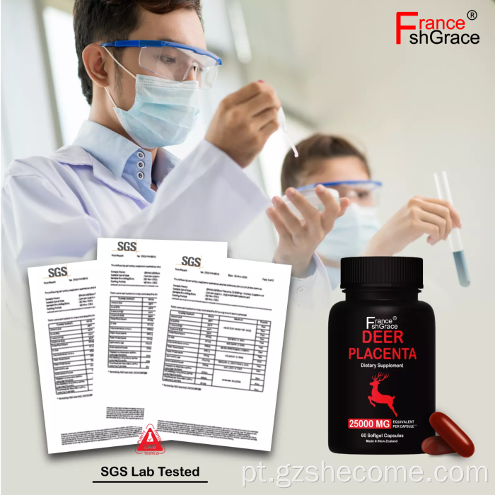 Suplemento de placenta mais alto de veado 60 cápsulas de placenta de cervos